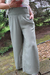Summer Feeling Wide Leg Smocked Elastic Waist Pants with Pockets