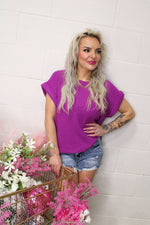 Maddie Crewneck Sweater | Bright Plum