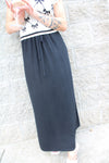 Linen Midi Skirt | Black