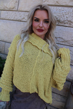 Harvest Moon Turtle Neck Knit Chunky Sweater | Mustard