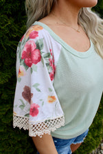 Celine Floral Sleeve Top | Sage