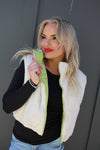 Always on Lime Cropped Teddy Lined Vest