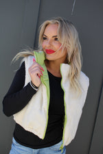 Always on Lime Cropped Teddy Lined Vest