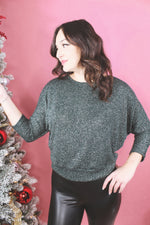 Shimmer and Shine Tie Back Glitter Top | Emerald