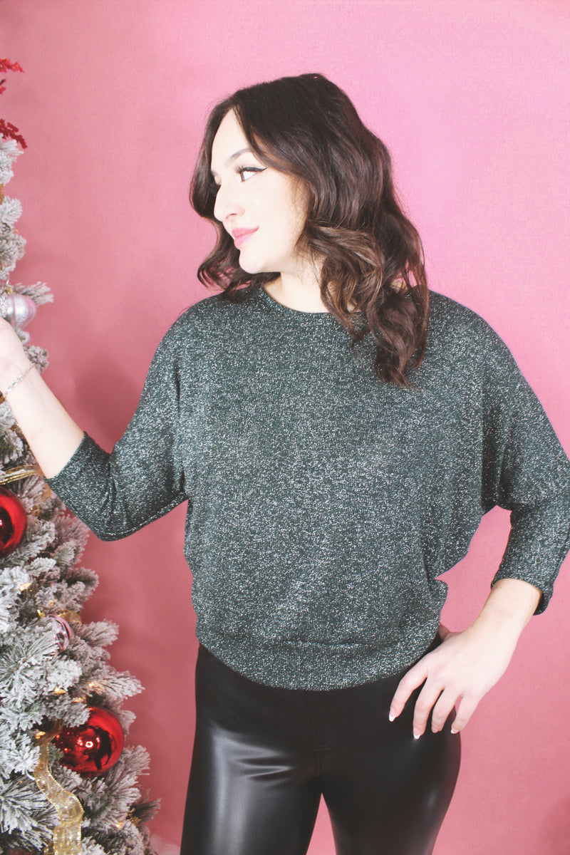 Shimmer and Shine Tie Back Glitter Top | Emerald