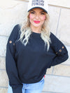 Grommet Detail Drop Sweatshirt | Black