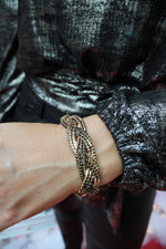 Glass & Braided Metal Bracelet