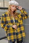 Go Blue Frayed Hem Shacket