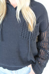 Knit Crochet Hoodie Sweater | Black