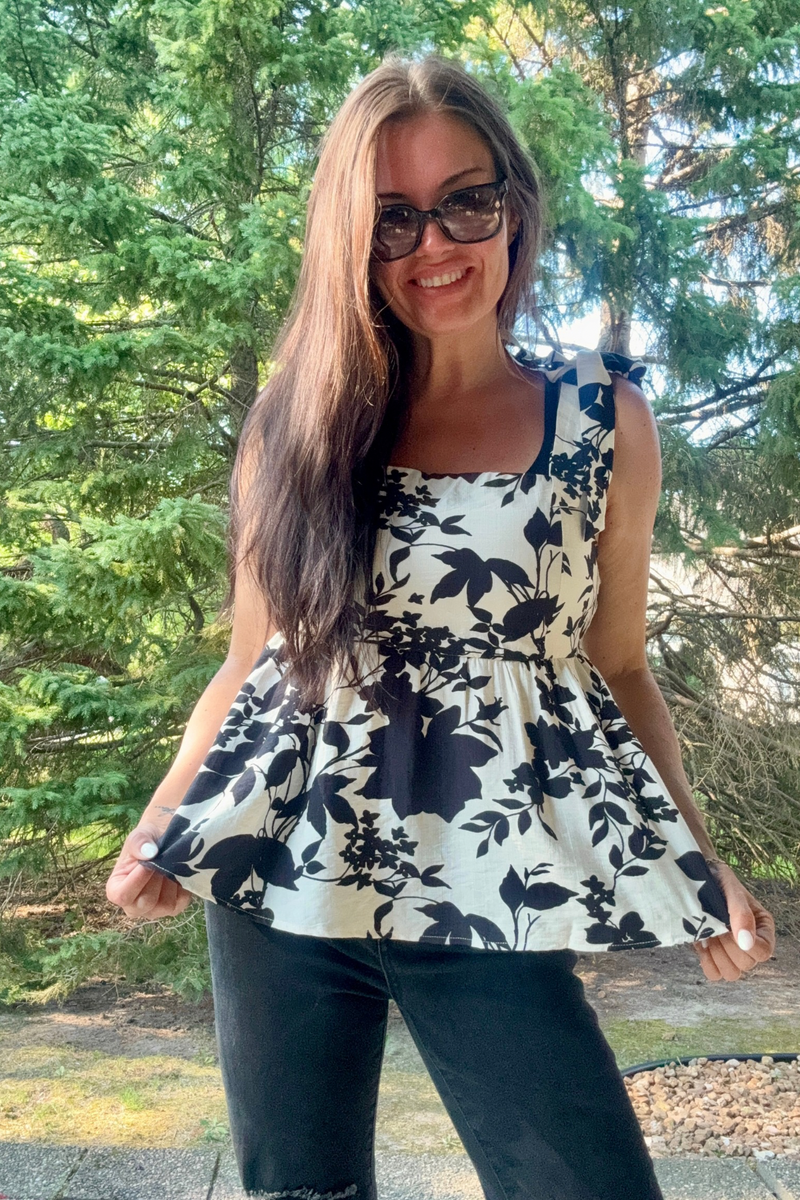 Bold Floral Baby Doll Top