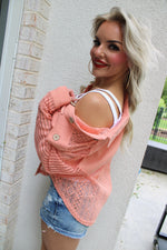 Peach Sunset Crochet Knit Top | Peach
