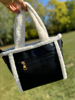 Sherpa Trim Satchel/ Crossbody