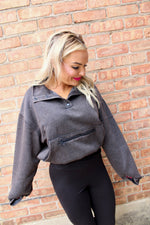 Acid Wash Fleece Pullover | Ash Black