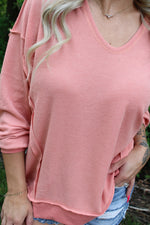 Thermal Open Seam Slit Hem Top | Terracotta