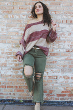Wine More Oversized Colorblock Sweater | Bordeaux