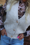 Pretty Girl Fall Fuzzy Bow Button Vest