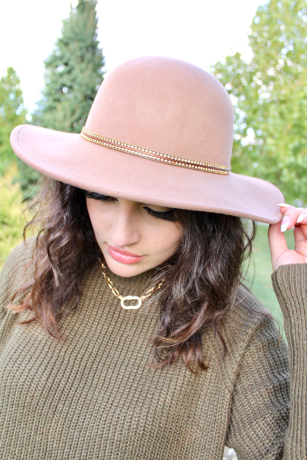 Going Places Crystal Wool Floppy Hat | Mocha