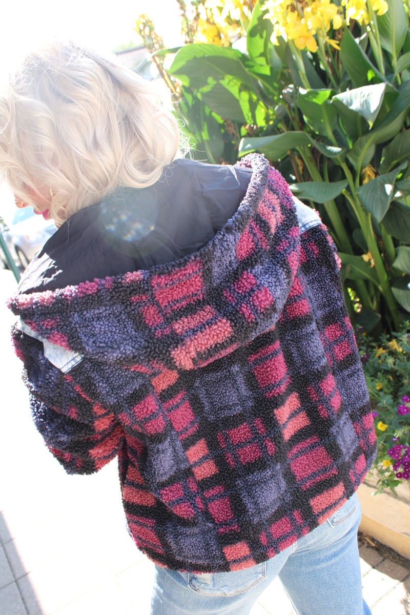 Hooded Denim with Sherpa Contrast Jacket
