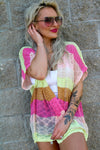 Bright Multicolor Striped Open Knit Cardigan