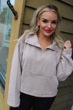 Acid Wash Fleece Pullover | Ash Mocha