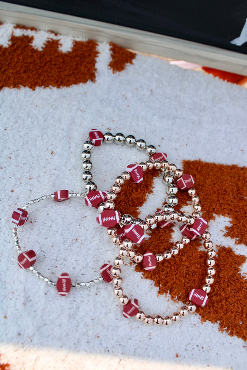 Football beaded custom made bracelet