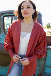 Off to the Orchard Crochet Sleeve Sweater | Brick