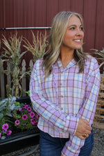 Plaid for Days Hooded Top | Lavender