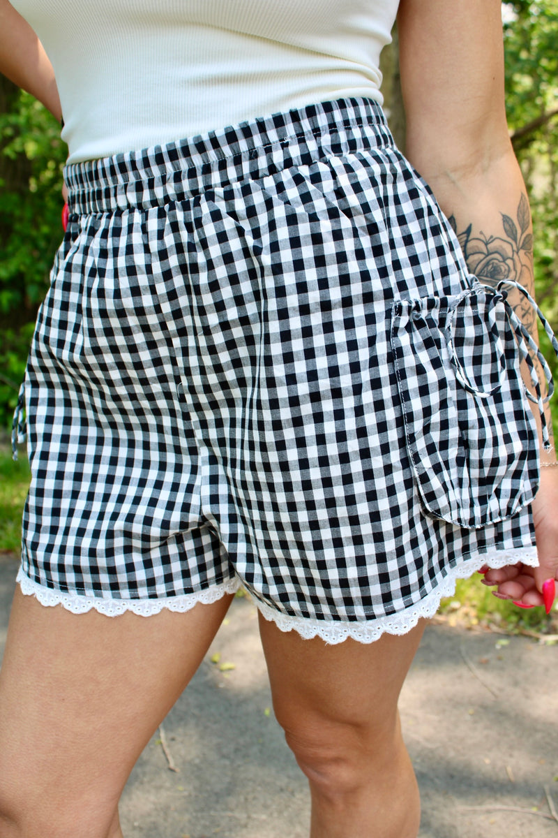 Gingham Shorts with Side Pouch Pocket