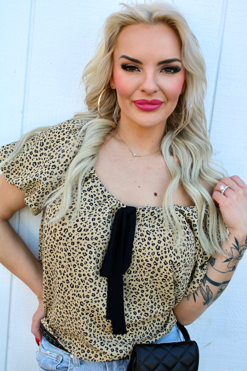 Fierce and Fem Leopard Tie Front Top
