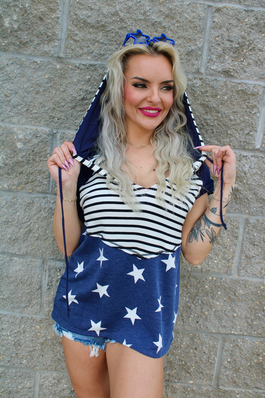 Stars and Stripes French Terry Pullover | Navy