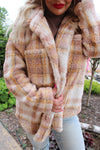 Fall Farm Button Down Oversize Printed Faux Fur Jacket