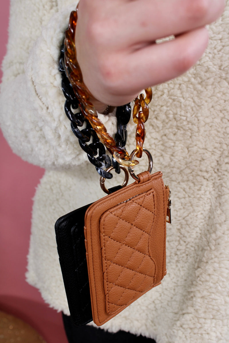 Rhodes Quilted Wallet w/ Chain Bangle: Brown