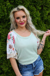 Celine Floral Sleeve Top | Sage