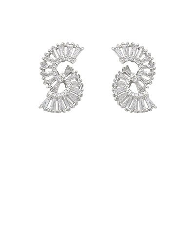 CZ Baguette Spiral Earrings