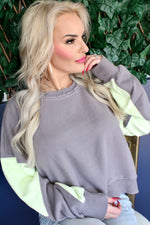 Mono B Vintage Vibes Color Block Sweatshirt