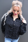 Elegance Fuzzy Button Down Blouse