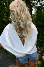 Summer Chill Boat Neck Twist Back Top | Ivory