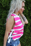 Mom Club Textured Side Bow Tie Vest | Hot Pink