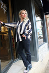 Oversized Striped Satin Shirt | Black