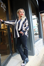 Oversized Striped Satin Shirt | Black