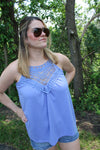 Lace Detailed Knit Summer Tank | Vintage Blue