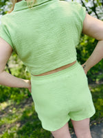 Lime Breeze Double Gauze Cutout Back Romper