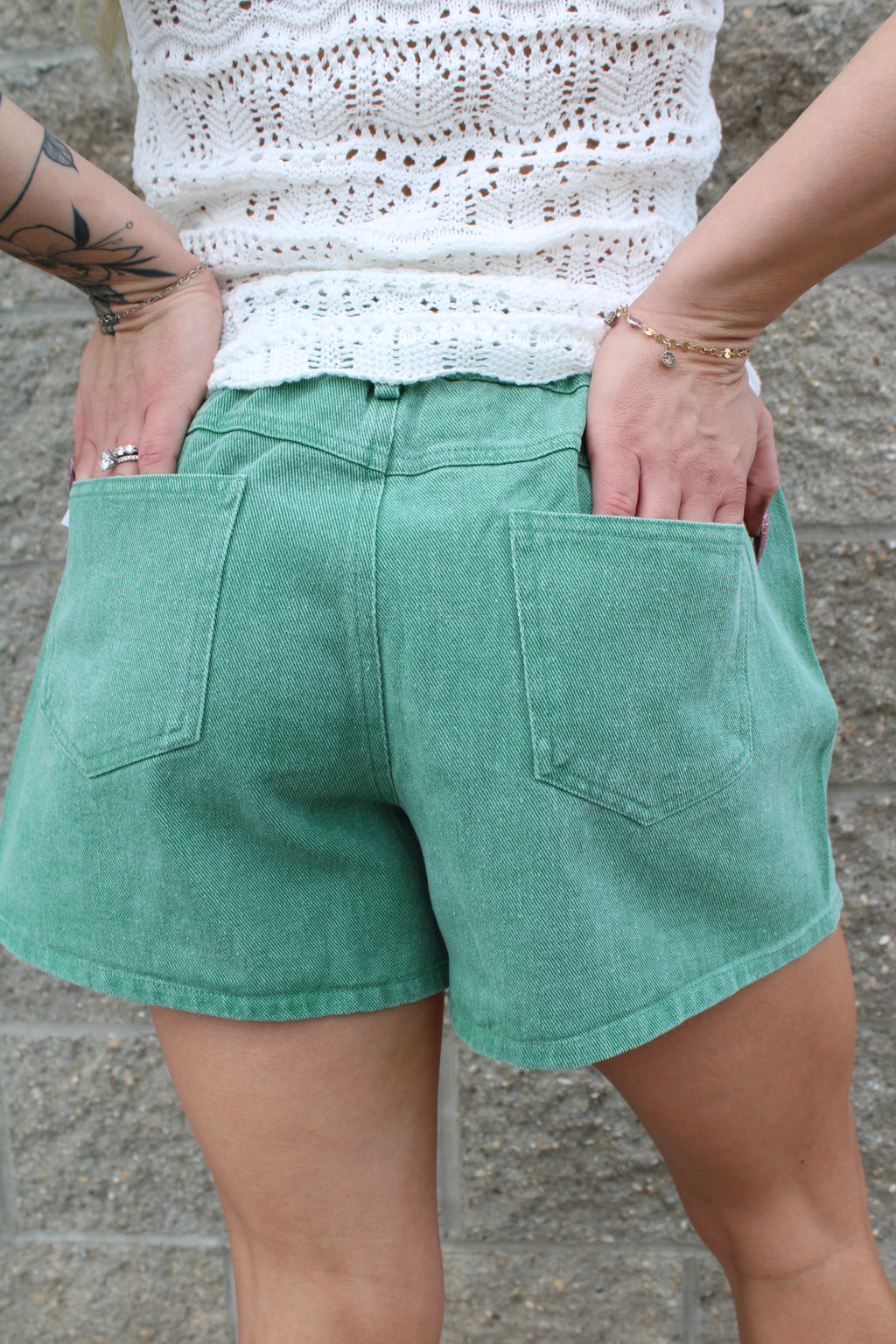 Cart Babe Green Pocketed Shorts