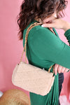 Sherpa Crossbody w/ Chain Strap: Tan