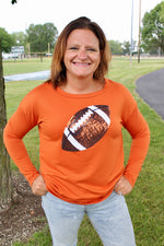 Go Chicago Sequin Patch Football Top | Rust