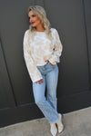 Fall 70s Vibe Lightweight Floral Sweater Beige