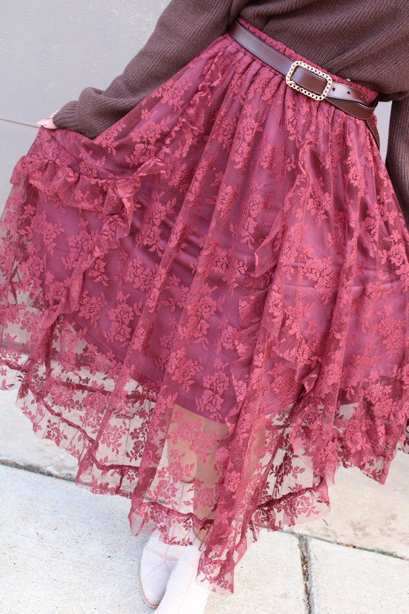 The Fall Lace Layered Maxi Skirt