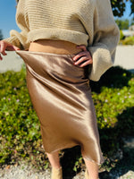 Falling for Babe Satin Midi Skirt