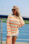 Touchdown Striped Flare Sleeve Sweater
