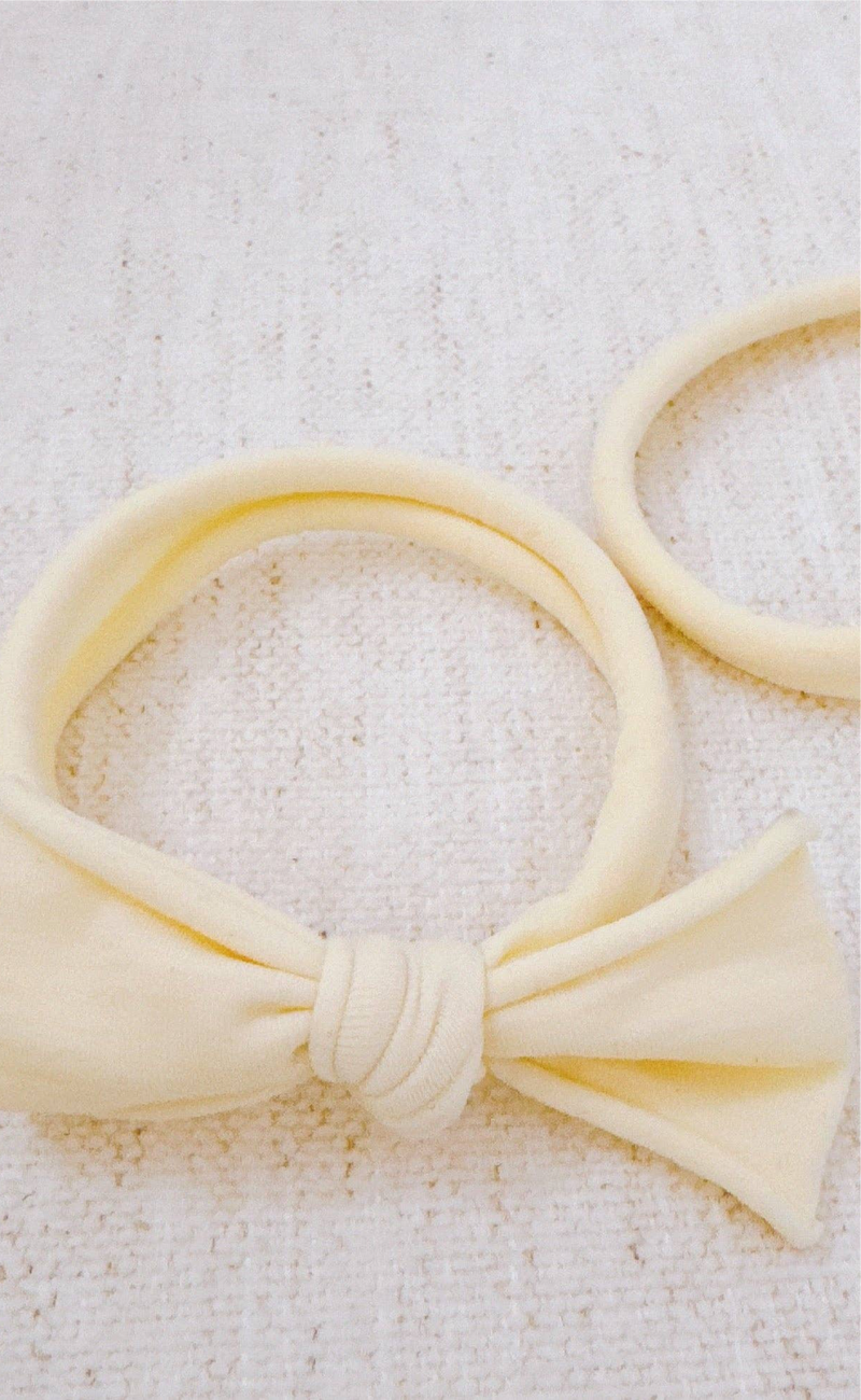 Jersey Bow Hair Ties Set Of 2: Ivory